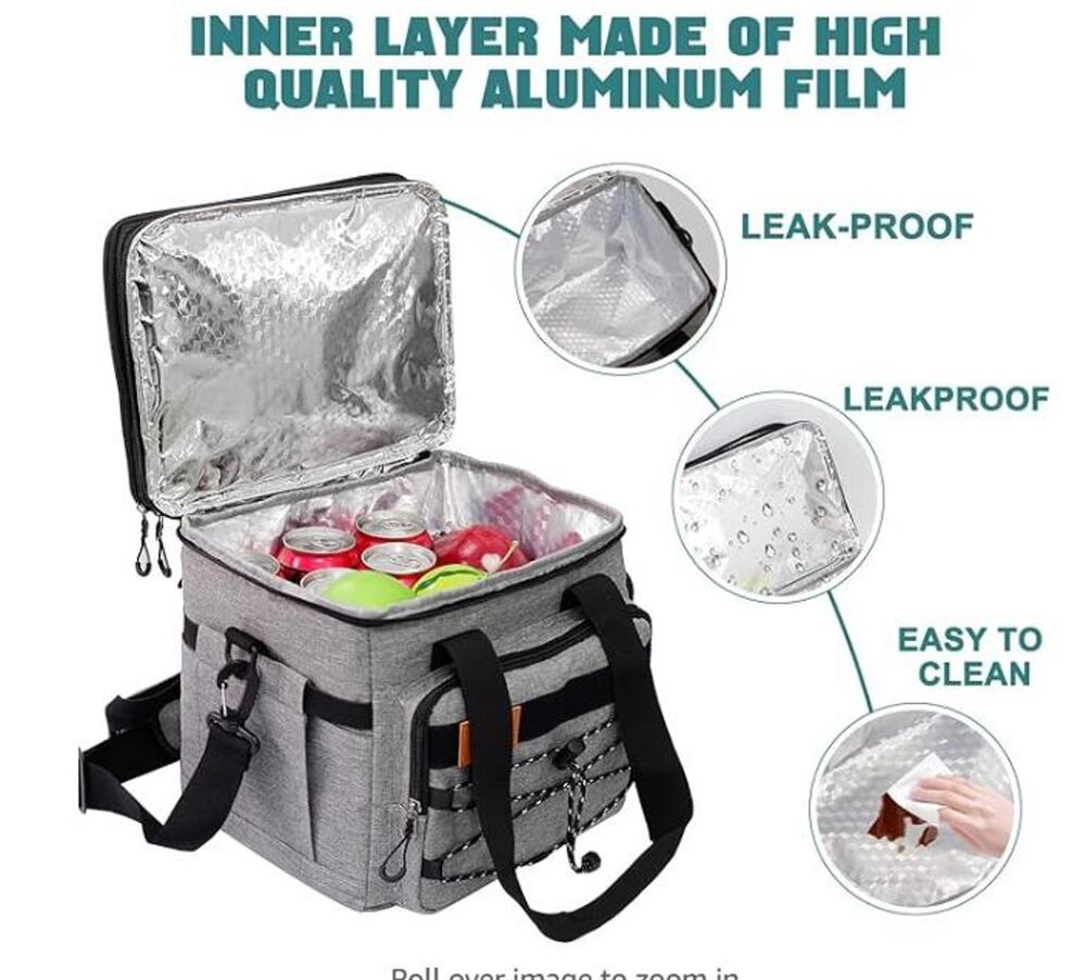 2-Tier Reusable Insulated Lunch Box with Strap, Leakproof